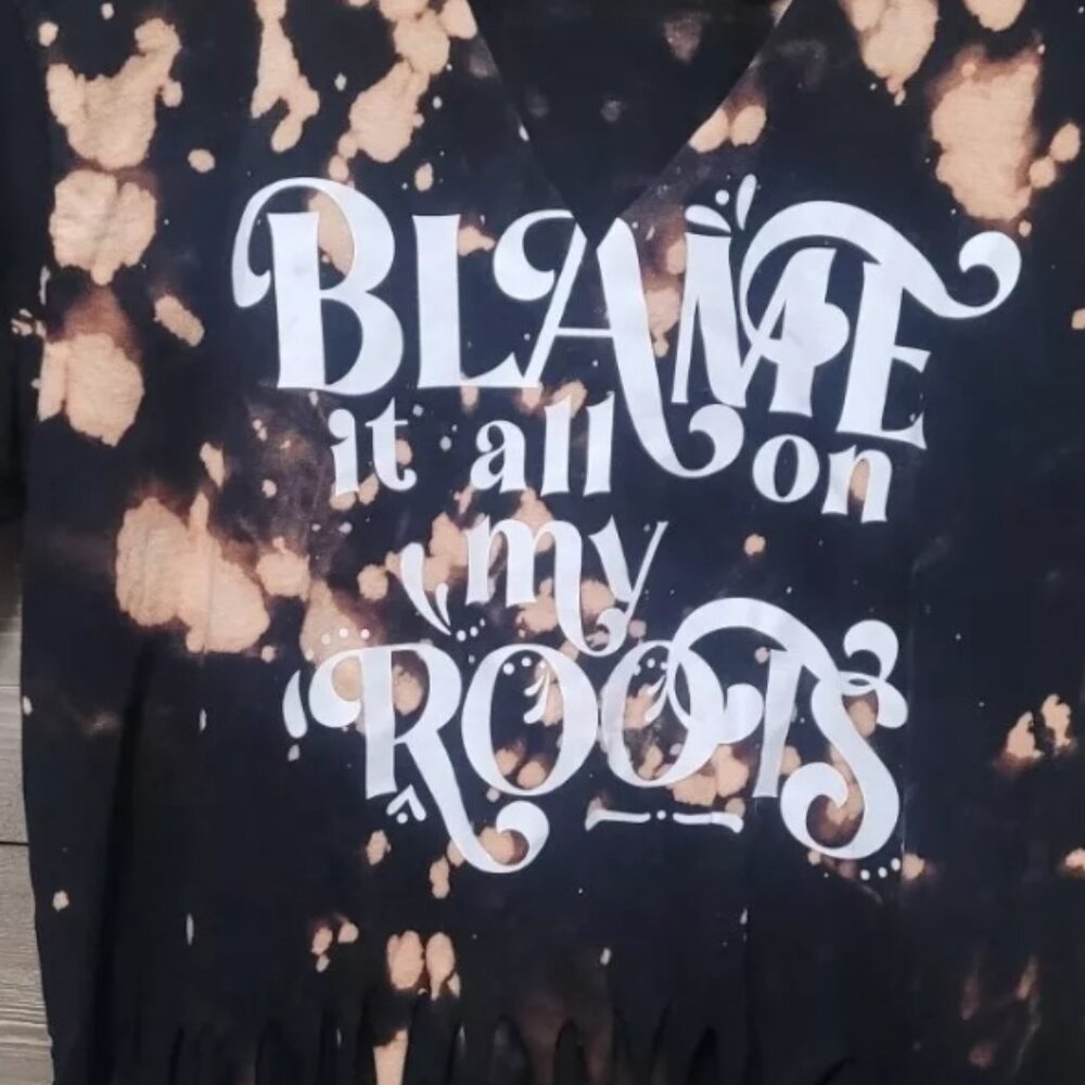 Tie Dye Tee Shirt Womens Size Medium Blame it on my Roots Country Music tee
